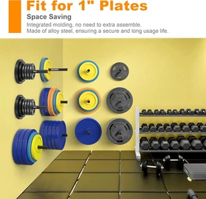 Weight Plate Rack, Wall Mount Weight Plate Holder for 1" Plates, 4 Pack Weigh... - Picture 1 of 1
