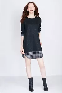 Neu 310 $ hergestellt in den USA Finley schwarz & grau Madison Baumwolle Hemdkleid karierter Saum S - Bild 1 von 12