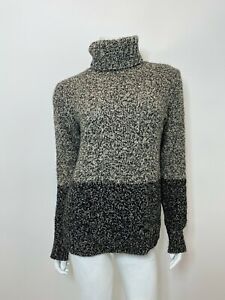 VINCE Colorblock Turtleneck Sweater Size S in Natural/H. Carbon $325