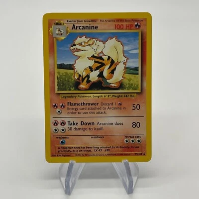 Arcanine 23/102 - Uncommon 1999 English Base Set Pokemon Card - Near Mint & LP - Image 1 of 4