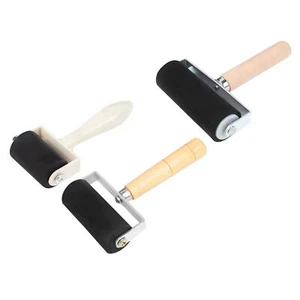 Rubber Roller Wooden Handle Paint Brush For Kids Ink Paint Printing Tool - Picture 1 of 15
