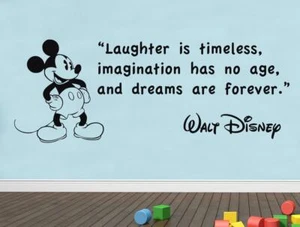 LAUGHTER IS TIMELESS Walt Disney Quote Decal WALL STICKER Art Mickey Mouse SQ63 - Picture 1 of 1