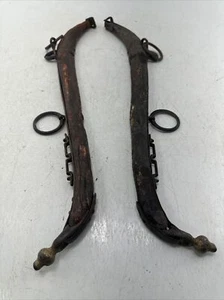 HORSE COLLAR WOOD & METAL HAMES & RINGS SMALL METAL BALL CAPS 27” Prop Deco - Picture 1 of 14