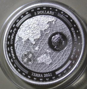 Tokelau 5 dólares 2021 plata 1 oz "Earth-Terra in Latin" #F7181 ST-BU Prooflike - Imagen 1 de 6
