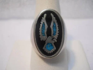 Eagle Turquoise Stone Chunky Solitaire Mens Ring Size 9.5 #FJW528 - Picture 1 of 4