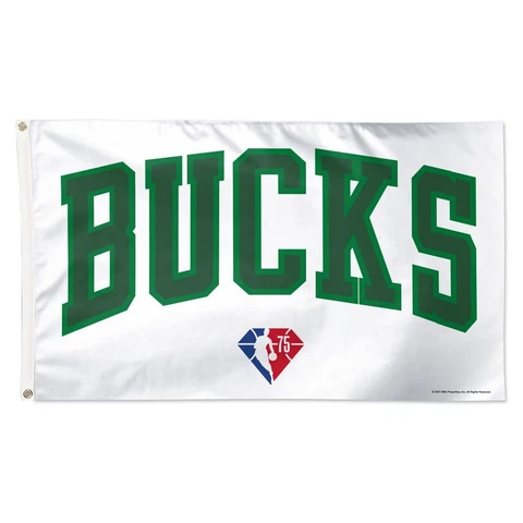 MILWAUKEE BUCKS CITY NBA 75TH ANNIVERSARY 3'X5' DELUXE FLAG NEW WINCRAFT 👀 Cover