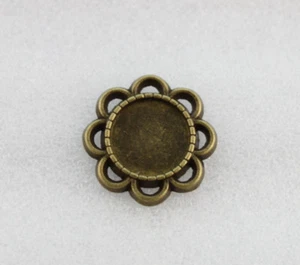 50PCS Antiqued Bronze 10mm Round Cabochon Settings Blank Flower Flatbacks #23170 - Picture 1 of 1