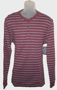 Mens Henley Knit Pullover Shirt by St Johns Bay XL Burgundy Striped NWT - Picture 1 of 4