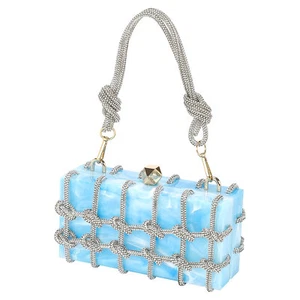 Evening Bags, Acrylic Clutch Purse Marbling Bag Wedding Prom Party, Blue - Picture 1 of 6