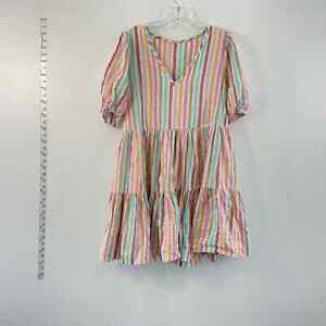 ana A New Approach Multicolor Striped Midi Babydoll Dress Womens Size M