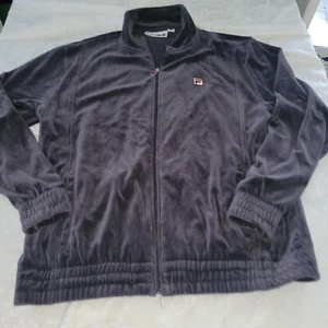 FILA Velour Jacket Men Lounge Size XXL 2XL Gray Track All Season Classic - Picture 1 of 6
