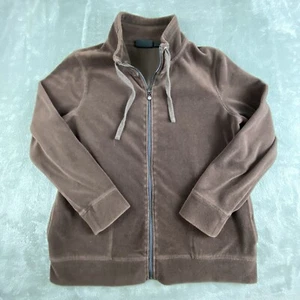 Onque Casual Jacket Womens Medium Gray Velour Full Zip Drawstring Mock Neck - Picture 1 of 12