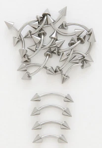 10pk Steel Spiked Curved Bar Barbells Wholesale Spike Eyebrow, Belly Rings (y32) - Picture 1 of 1