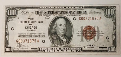 1929 $100 Chicago VF us paper money - Image 1 of 2