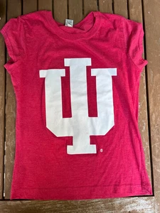 AA Brand IU Indiana University Tee Red L Capped Sleeve Slim Fit Shirt EUC - Picture 1 of 5