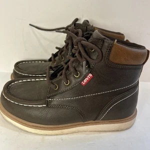 Levis Dean Stiefel Jungen Gr. 1 braun Kunstleder Schnürung Freizeit Mokassinnaht - Bild 1 von 6