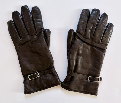 Guantes Coach Vintage Cuero Marrón Forrados en Cachemira Talla 8 Hechos en Italia Italianos Foto 1 de 4