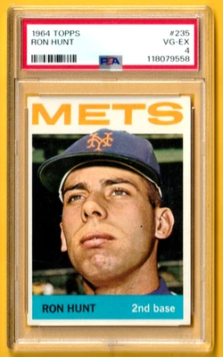 Topps Ron Hunt #235 1964 PSA 4 sin pliegues - ¡se ve nítido! METS MUCHO MEJOR! Foto 1 de 2