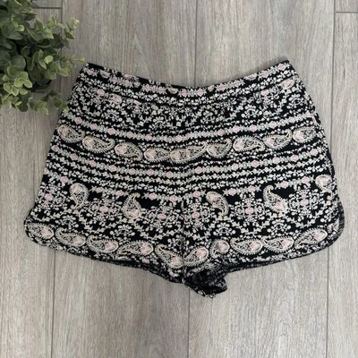 Pantalones Cortos Patrons of Peace Negro Estampado Paisley Talla M Indie Bolsillos Sleaze Rayón Foto 1 de 4