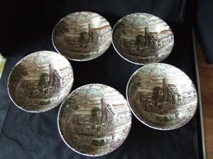 5 x Wood & Sons THE POST HOUSE Cereal Soup Dessert Bowls English Ironstone - Picture 1 of 4