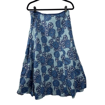 Falda Boden Mujer 14L Azul Blanco Estampado Floral Línea A Algodón Forrado Bolsillos Cremallera Foto 1 de 4