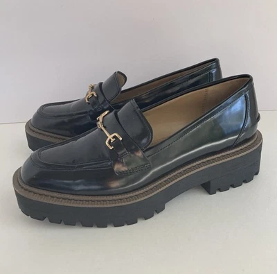 女式 Sam Edelman 黑色 Laurs 乐福鞋 7.5M 码皮革厚底 — 第 1/4 张图片