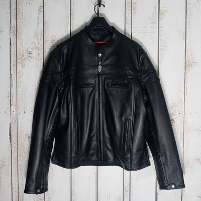 Jaqueta de couro masculina motocicleta XL preta transporte oculto forro removível motociclista - Imagem 1 de 4