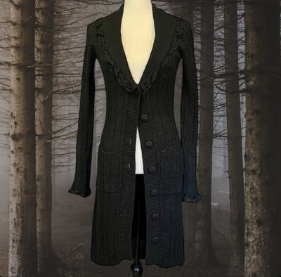 Vintage 90s Y2K Betsey Johnson Crochet Knit Lace Duster Cardigan Sweater Dress - Image 1 of 4