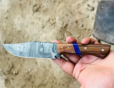 Damast Jagdmesser Skinner-Messer Handgearbeitet Camping Hobby Sammelbar Outdoor - Bild 1 von 4