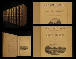 1881 Novels Earl Beaconsfield Disraeli Sybil Vivian Grey Venetia Coningsby 11v - Picture 1 of 12