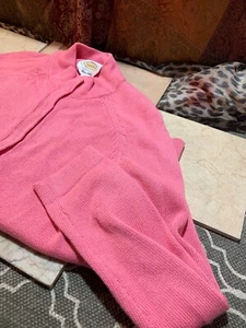 Talbots Sz L Pima Cotton Shell Pink Cardigan Sweater Elbow Sleeve Round Neckline - Picture 1 of 9