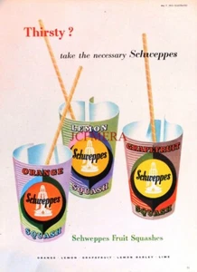 Schweppe's Fruit Squashes Advert - Original 1955 Print - Picture 1 of 1