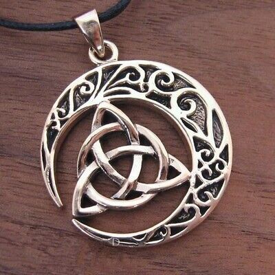 Crescent Moon Triquetra Pendant Necklace Celtic Jewelry Moon Necklace • 2.20€