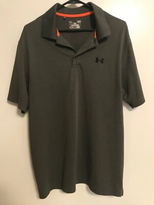 HURLEY UNDER ARMOUR Heat Gear GOLF shirt Mens Large Gray/Orange Nice! - Image 1 of 3