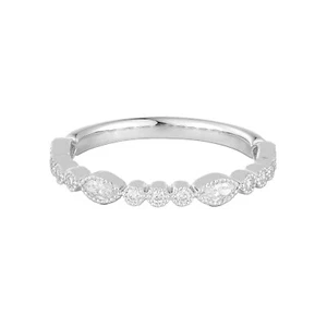 0.284CTW 14K White Gold Round And Marquise Lab Grown Diamond Band Ring MZ12062 - Picture 1 of 7