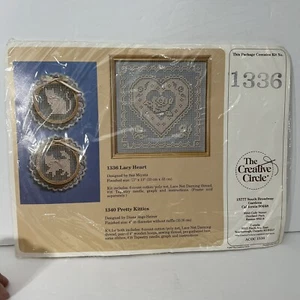 VTG The Creative Circle Cross Stitch Kit Sealed #1336 Heart & Kittens Cat Lady - Picture 1 of 6