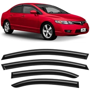 Sun Rain Visors Wind Rain Guards for 2006-2011 Honda Civic Sedan - Picture 1 of 8