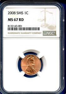 2008 P NGC SMS MS67 RD Lincoln Penny 1c One Cent US Mint Coin 2008-P MS-67 RD