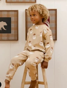 RARE NWT RYLEE CRU SET SWEATSHIRT AND Jogger Sweatpant Santa BROWN RED 8-9y - Picture 1 of 8