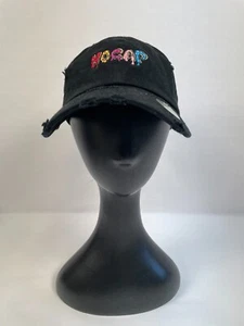 Vintage KBETHOS No Cap Dad Hat Womens Black Embroidered Distressed Strapback - Picture 1 of 8