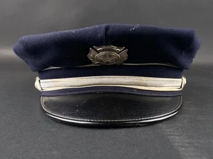 Vintage USA Bangor Fire Department Service Uniform Peak Cap Navy Blue - Picture 1 of 11