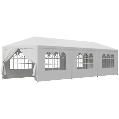 10' x 30' Gazebo Wedding Tent Canopy W/ 8 Sidewalls Outdoor Party Event White - Image 1 of 4