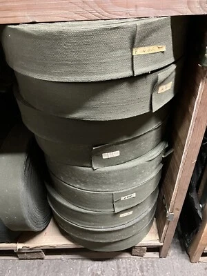 Belgian Army Vintage Canvas Strap Webbing On Rolls Of 150 Metres 10Cm Width