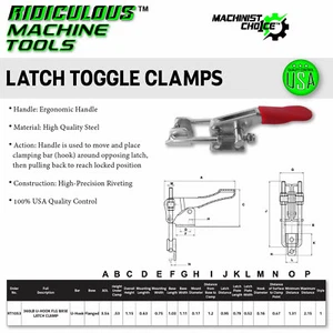 360LB Carbon Steel U-Hook Flange Base Latch Clamp: Heavy-Duty Hardware - Picture 1 of 7