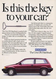 Honda Civic DX 1985 hatchback sedán coche vehículo 1 página revista anuncio - Imagen 1 de 1