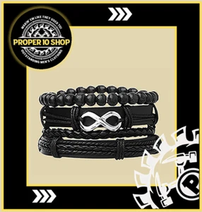 New Trendy Retro 4pcs/Set Bracelets Bangles Men's Multilayer Leather Fashion - Picture 1 of 4