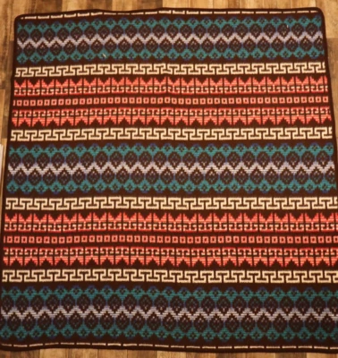 Vintage San Marcos Syle Blanket Large Multicolor Aztec Southerwest Merino 76x72" - Image 1 of 4