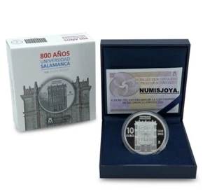 Felipe VI. Moneda de 10 euro plata 2018 PROOF 800 AÑOS UNIVERSIDAD DE SALAMANCA. - Picture 1 of 2