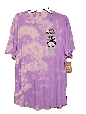 NUEVO CON ETIQUETAS Camisa Dikotomía Para Hombre XL Púrpura/Blanco Tie Dye, Esqueleto Paz Ondas Pájaros Top Foto 1 de 4