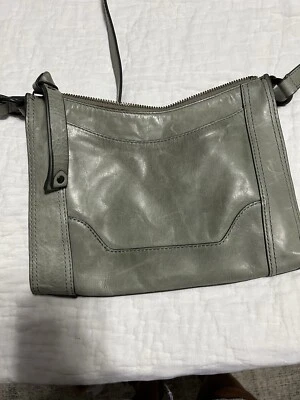 Bolso Bandolera Frye Melissa Cuero Gris Cremallera Hombro Foto 1 de 4